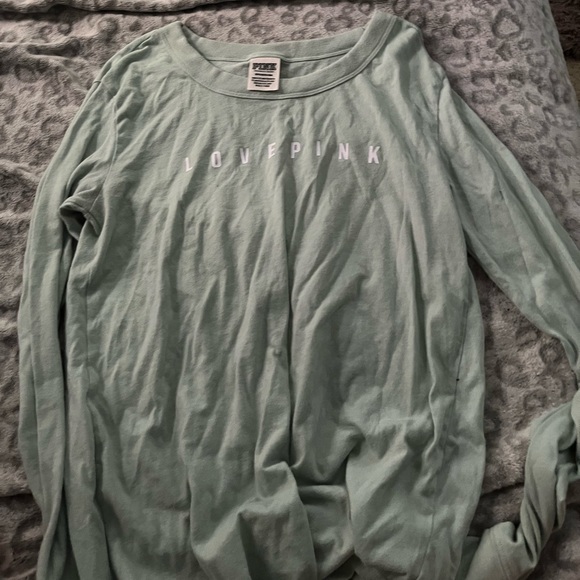 long sleeve PINK light teal ish blue shirt - Picture 1 of 2